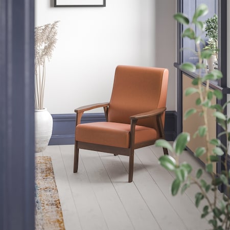 Flash Furniture Cognac LeatherSoft Arm Chair with Wood Frame IS-IT673317-BR-GG